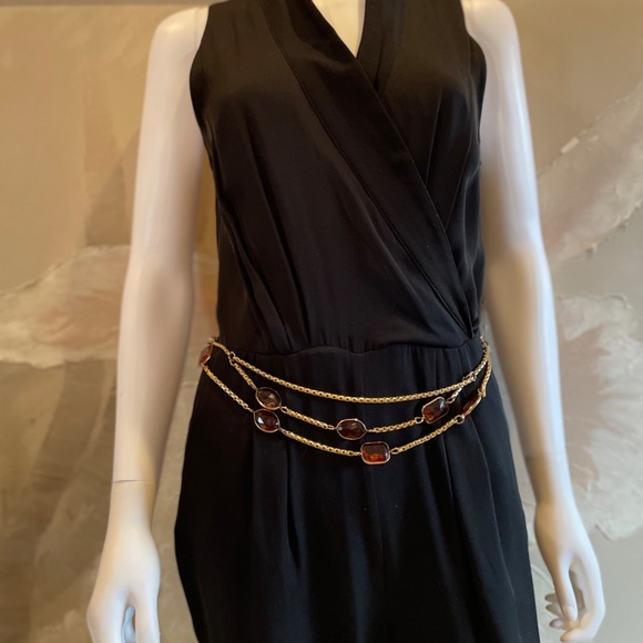 Bebe Black Jumpsuit w/pockets Pleated Tapered 💋💋 Size Small Criss Cross chest - Picture 2 of 7